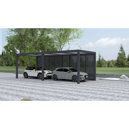 Carport en aluminium toit plat 800x360 cm - Gris