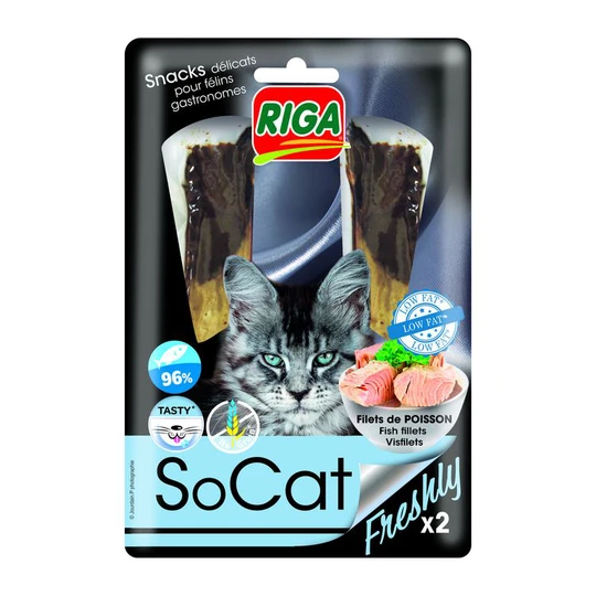 Snacks filets de poisson SoCat Freshly sans gluten pour chat