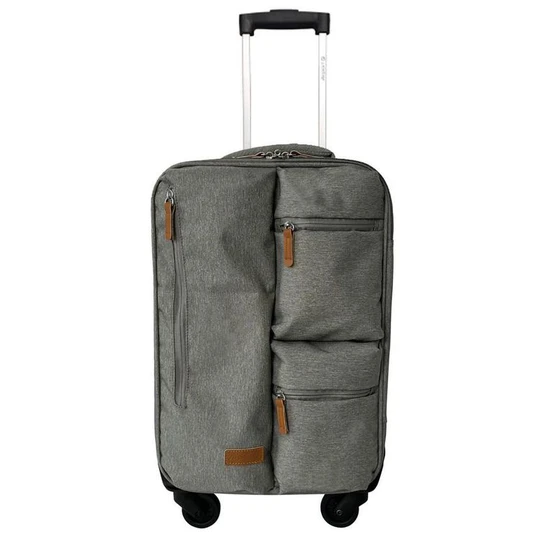 Valise souple polyester gris 8 roues 50x30x19cm Eco