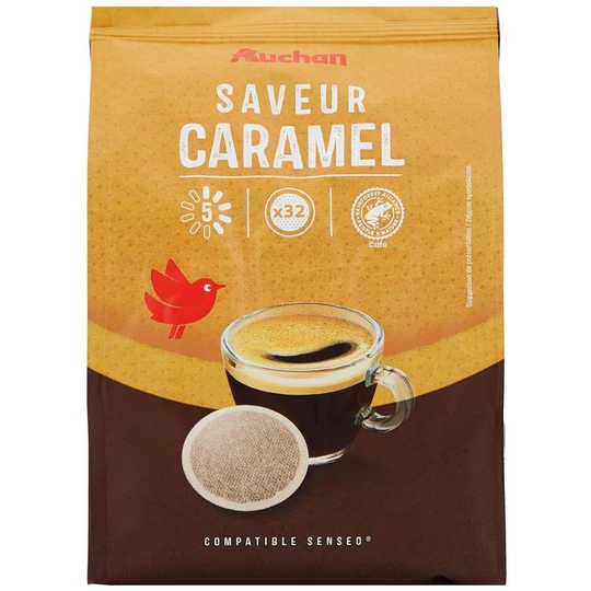 Dosettes de café saveur caramel intensité 5 compatibles Senseo