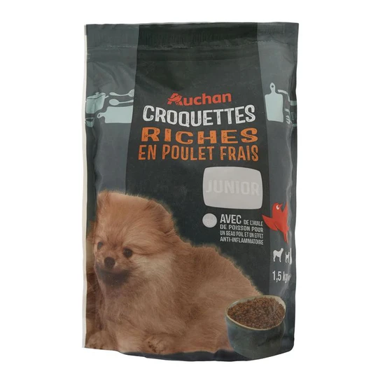 Croquettes riche en poulet frais avec de l'huile de poisson pour chien