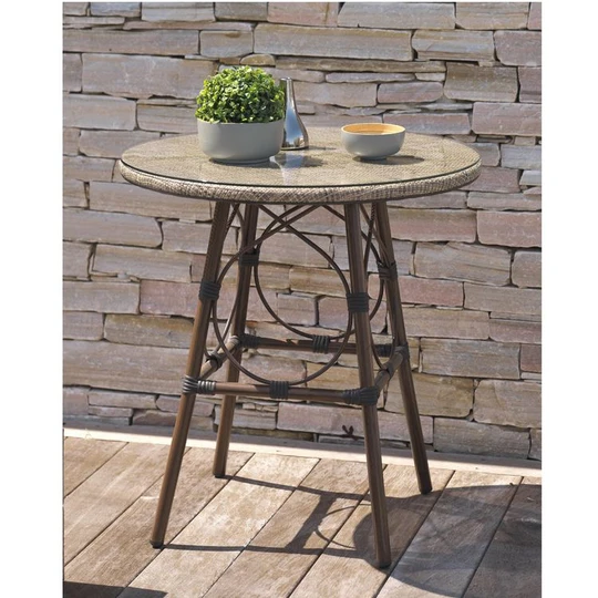 Table de jardin - 2 places - Aluminium - Marron - USHAIA