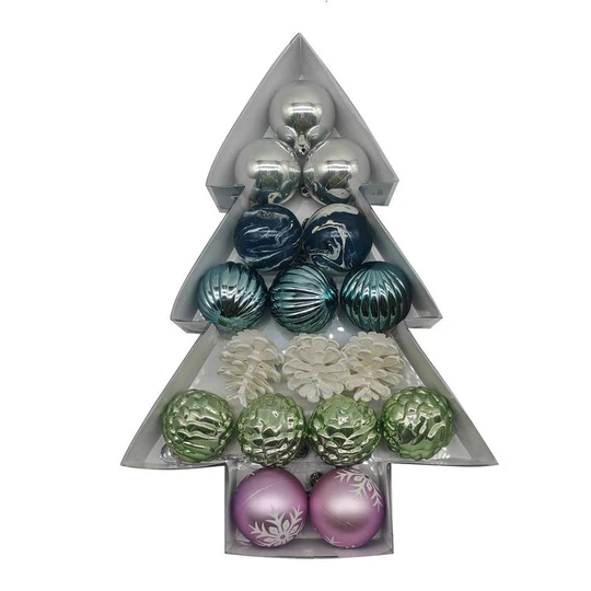 Lot de 17 boules de Noël en plastique 5 cm Expédition dans le Grand Nord