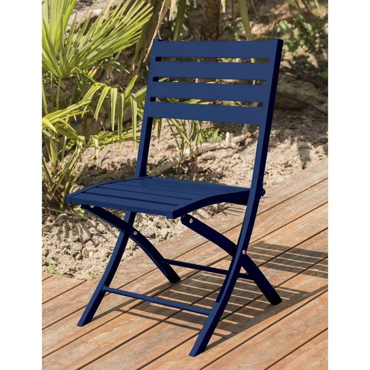Chaise de jardin pliante - Aluminium - Bleu marine - MARIUS
