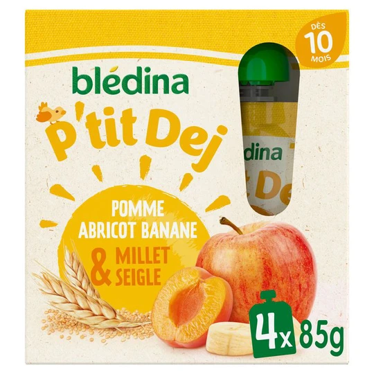 P'tit Dej gourdes pomme abricot banane millet & seigle dès 10 mois