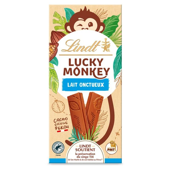 Lucky Monkey Tablette de chocolat au lait onctueux