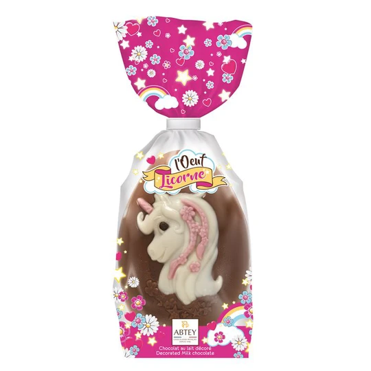 L'oeuf licorne chocolat au lait décoré