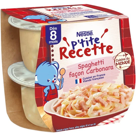 P'tite recette Bols spaghetti façon carbonara dès 8 mois