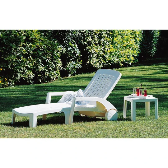 Bain de soleil pliant multipositions - Résine - Blanc - MIAMI
