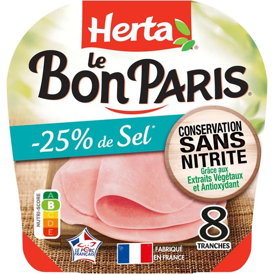 Le Bon Paris jambon cuit sans nitrite -25%  de sel
