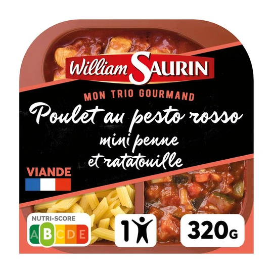 Poulet au pesto rosso mini penne et ratatouille