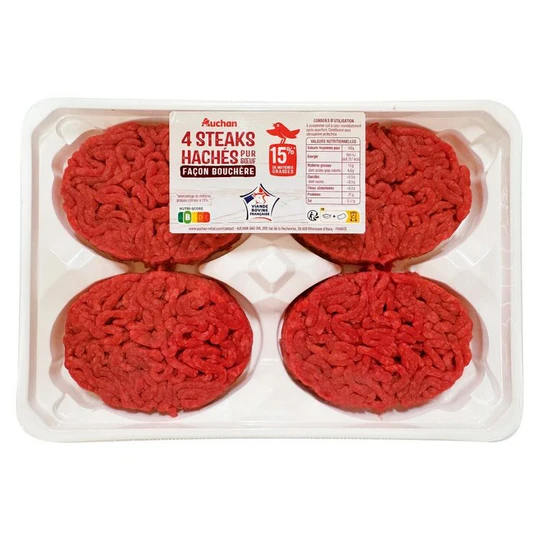 Steaks hachés pur bœuf façon bouchère 15%MG
