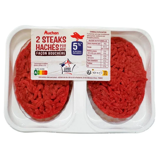 Steak hachés pur bœuf, façon bouchère 5%