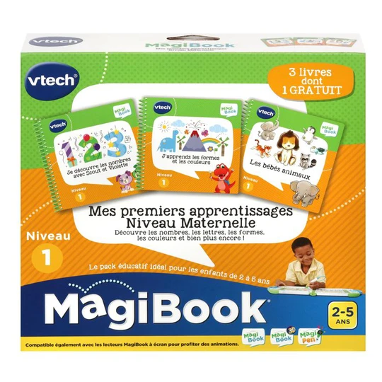 MagiBook - Mes premiers apprentissages niveau maternelle (bébés animaux, je découvre les nombres avec Scout et Violette, j'apprends les formes et les couleurs)