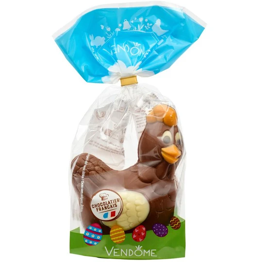 Moulage poule en chocolat au lait extra fin décoré