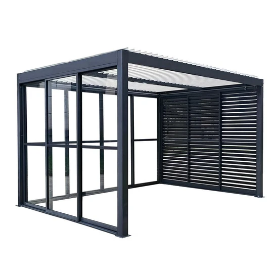 Persiennes coulissantes avec lames en aluminium pour pergola LILAS - Gris