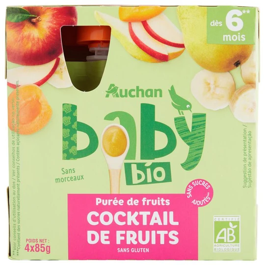 Gourdes purée de fruits au cocktail de fruits dès 6 mois