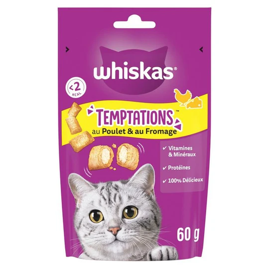 Temptations Sachets repas friandises au poulet & au fromage pour chat