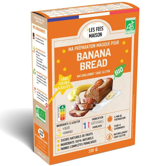 Préparation bio gâteau Banana Bread sans gluten