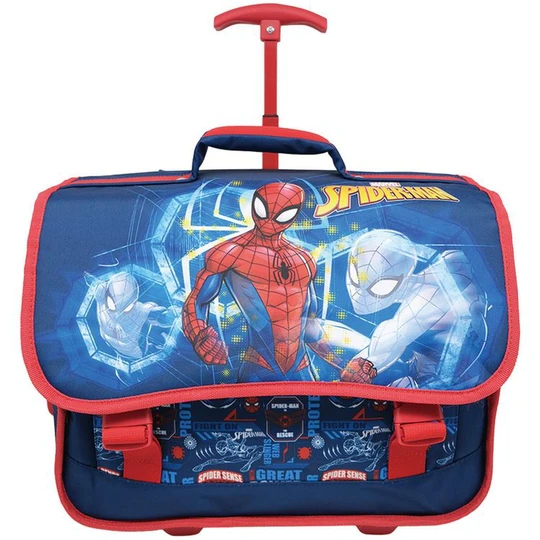 Cartable à roulettes bleu Spiderman