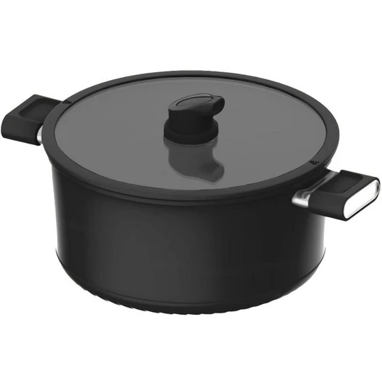 Faitout aluminium forgé 22cm avec couvercle en verre tous feux dont induction