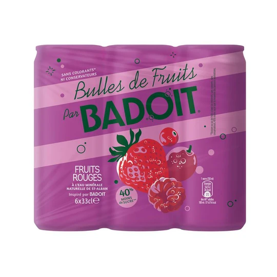 Bulles de fruits Boisson gazeuse aux fruits rouges boîtes