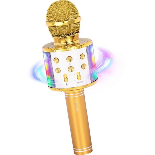 Micro Karaoké Bluetooth LED Q1191 - Gold