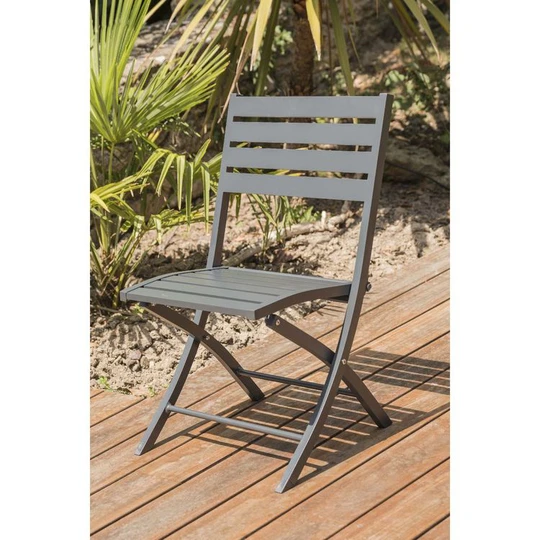 Chaise de jardin pliante - Aluminium - Anthracite - MARIUS