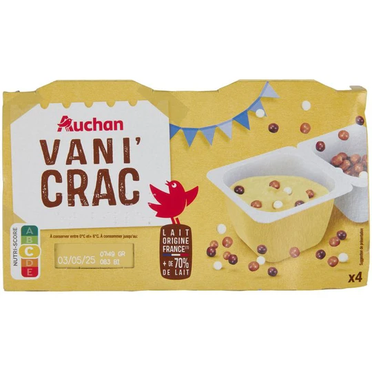 Vani'Crac Crème dessert saveur vanille et billes 3 chocolats