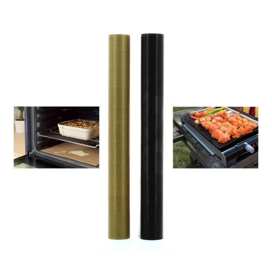 Lot de 2 Feuilles de cuisson, Fibre de verre, Anti-tâches et anti-adhésives, 33 x 40 cm, Jusque 260°C, Lavable en machine, Noir et marron
