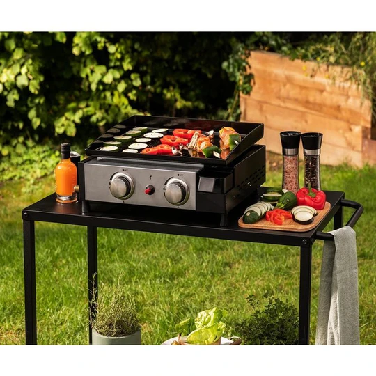 Plancha gaz à poser - 2 brûleurs - 5KW - Acier