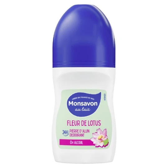 Déodorant bille 0% Alcool 24h Pierre d'alun Fleur de Lotus