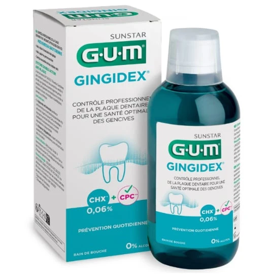 Bain de bouche Gingidex 0.06% Sans Alcool Plaque et Gencives Sensibles Gum