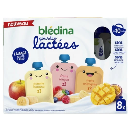 Compote Bébé Assortiment de Fruits Lactées dès 10 Mois