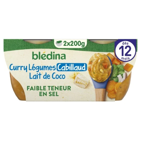 Plats Cuisiné Bébé dès 12 Mois Curry de Léumes Cabillaud et Lait de Coco