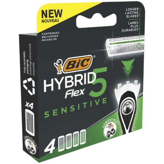 Recharges de Lames avec Bande Lubrifiante - Hybrid Flex 5 Sensitive