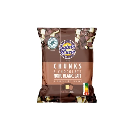 Pépites de Chocolats Chunks aux 3 Chocolats Noir Blanc et Lait