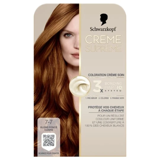 Coloration 7-7 Blond Foncé Cuivre Crème Soin Crème Supreme