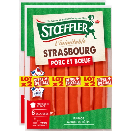 Saucisses Strasbourg Porc et Bœuf Fumées