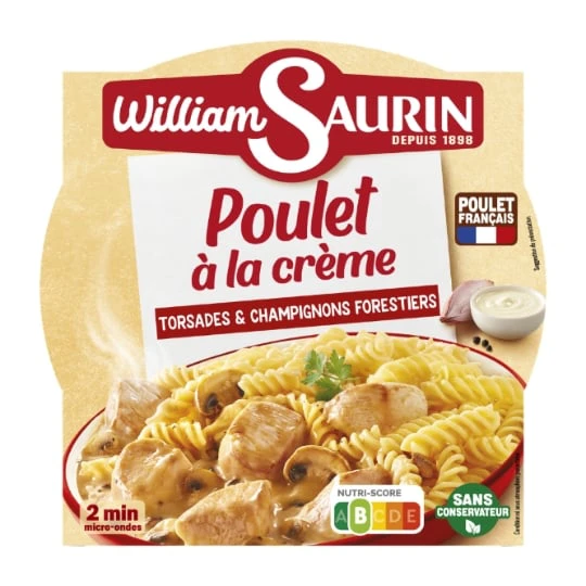 Plat Cuisiné Poulet à la Crème Torsades Champignons
