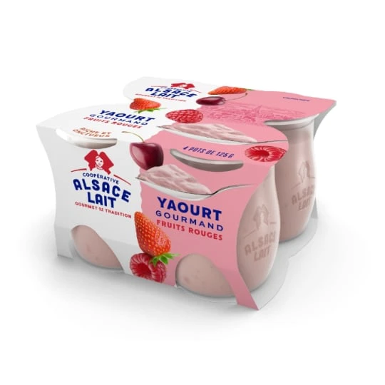 Yaourt sucré aux fruits rouges, aromatisé