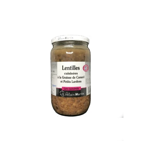 Plat cuisiné lentilles lardons