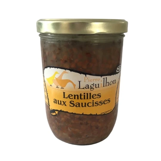 Plat cuisiné lentilles saucisses