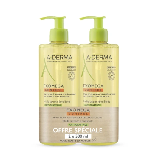 Huile de douche Corps et Visage Peaux Sèches à Tendance Eczéma Atopique Emolliente Exomega Control