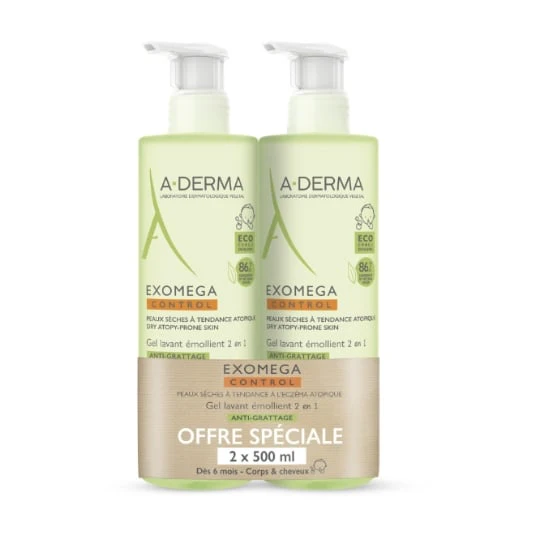 Gel douche Enfant Corps et Cheveux Peaux Sèches à Tendance Eczéma Atopique Emollient Exomega Control