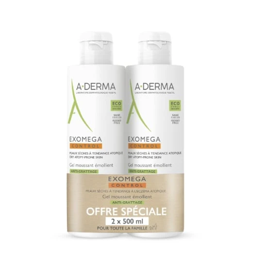 Gel douche Visage et Corps Peaux Sèches à Tendance à l'Eczéma Atopique Moussant Emollient Exomega Control