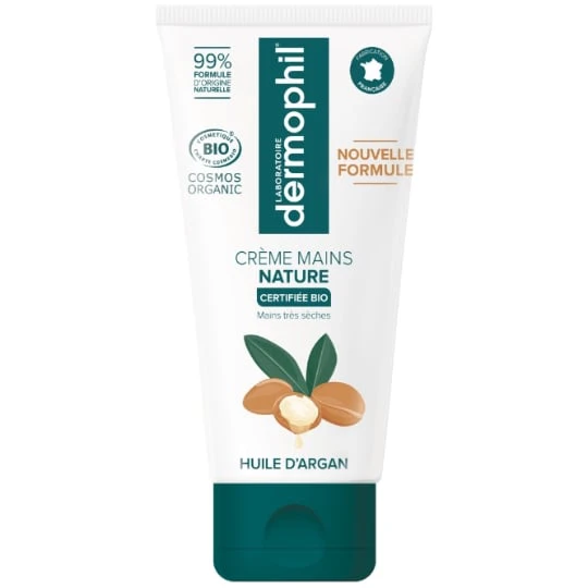 Crème main Très Sèches Nature Certifiée Bio 99% d'Ingrédients d'Origine Naturelle Huile d'Argan