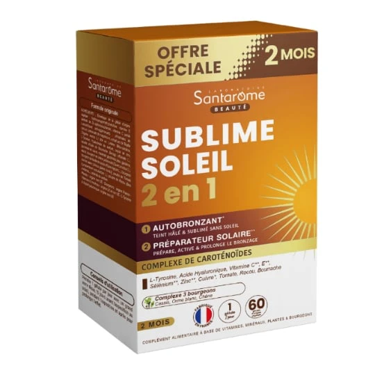 Complément Alimentaire Sublime Soleil 2 en 1 complexe de Caroténoïdes