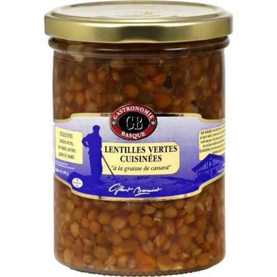 Plat cuisiné lentilles vertes graisse canard