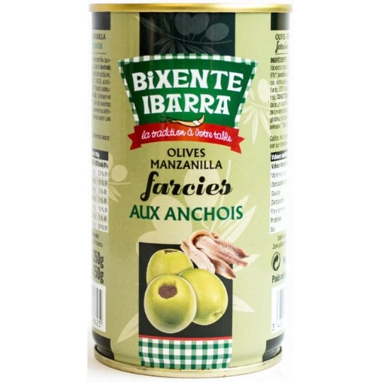 Olives vertes Manzanilla aux anchois